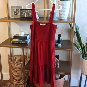 LOFT Smocked Tiered Square Neck Dress